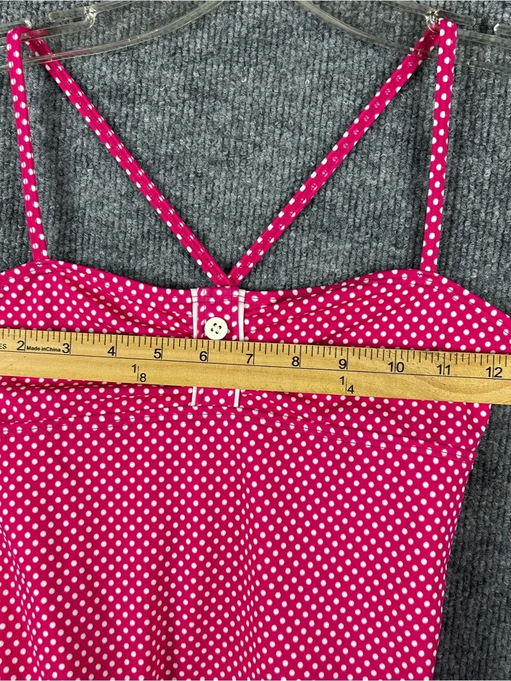 NWT Lands End Girls Hot Pink Polka Dot Ruffle One Piece Swimsuit Bathing Suit 14